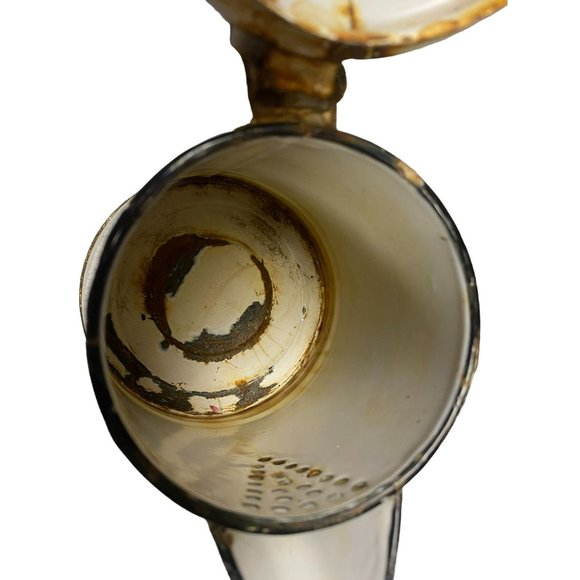 Vintage White Enamel Coffee Pot or Percolator Enamelware, 11" with Hinged Lid - Picture 6 of 7